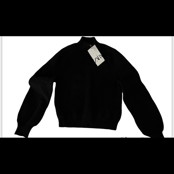 Zara Sweaters Zara Black Ribbed Knit Mock Neck Turtleneck Sweater Poshmark
